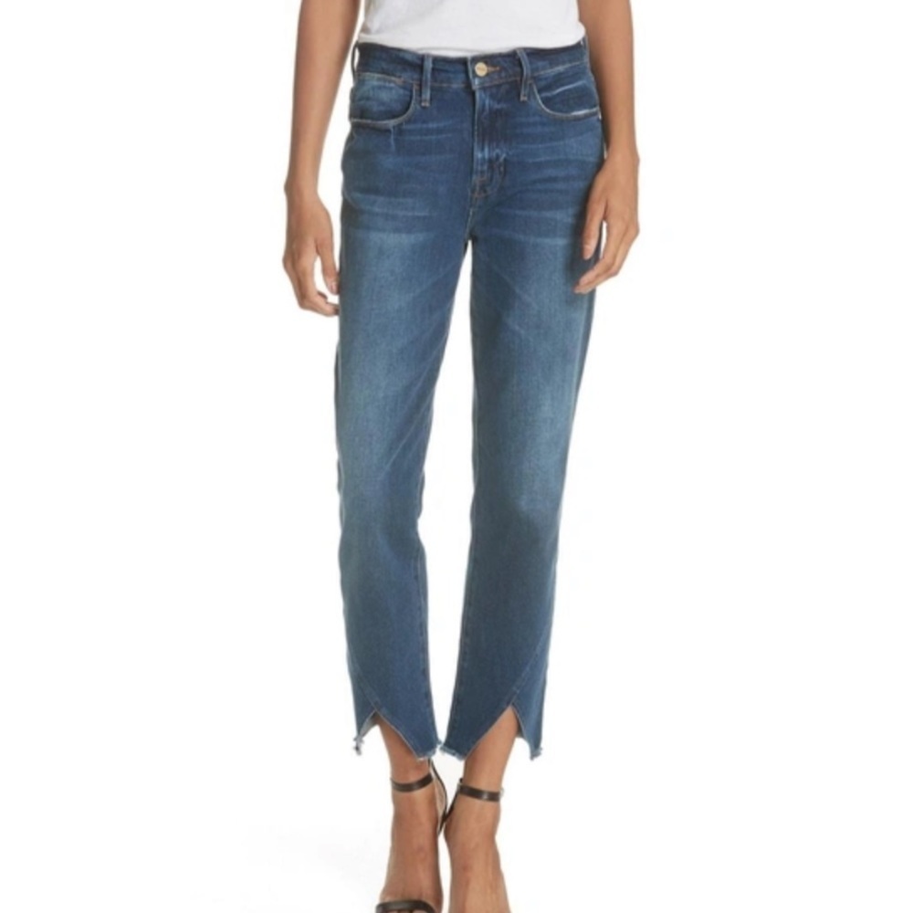FRAME Denim Le High Straight Asymmetrical Hem Jeans In Kingsway